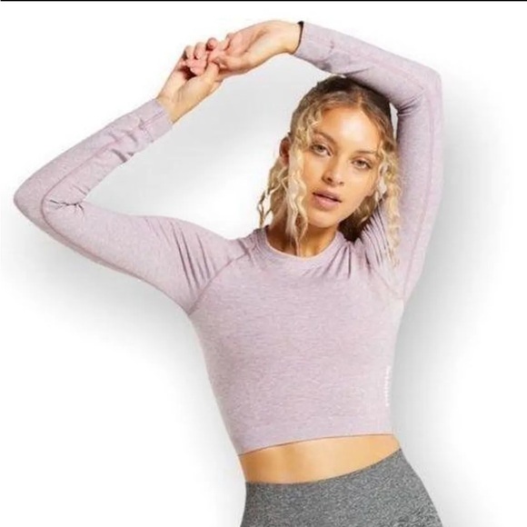 Gymshark Tops - Gymshark Lilac Long Sleeve Crop Top